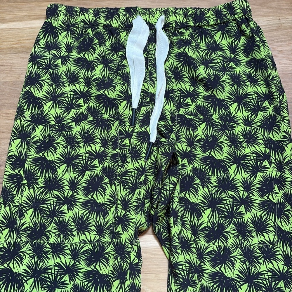 NWT Sandrine Neon Rose Green and Black Patterned Joggers Women’s M - Picture 2 of 15